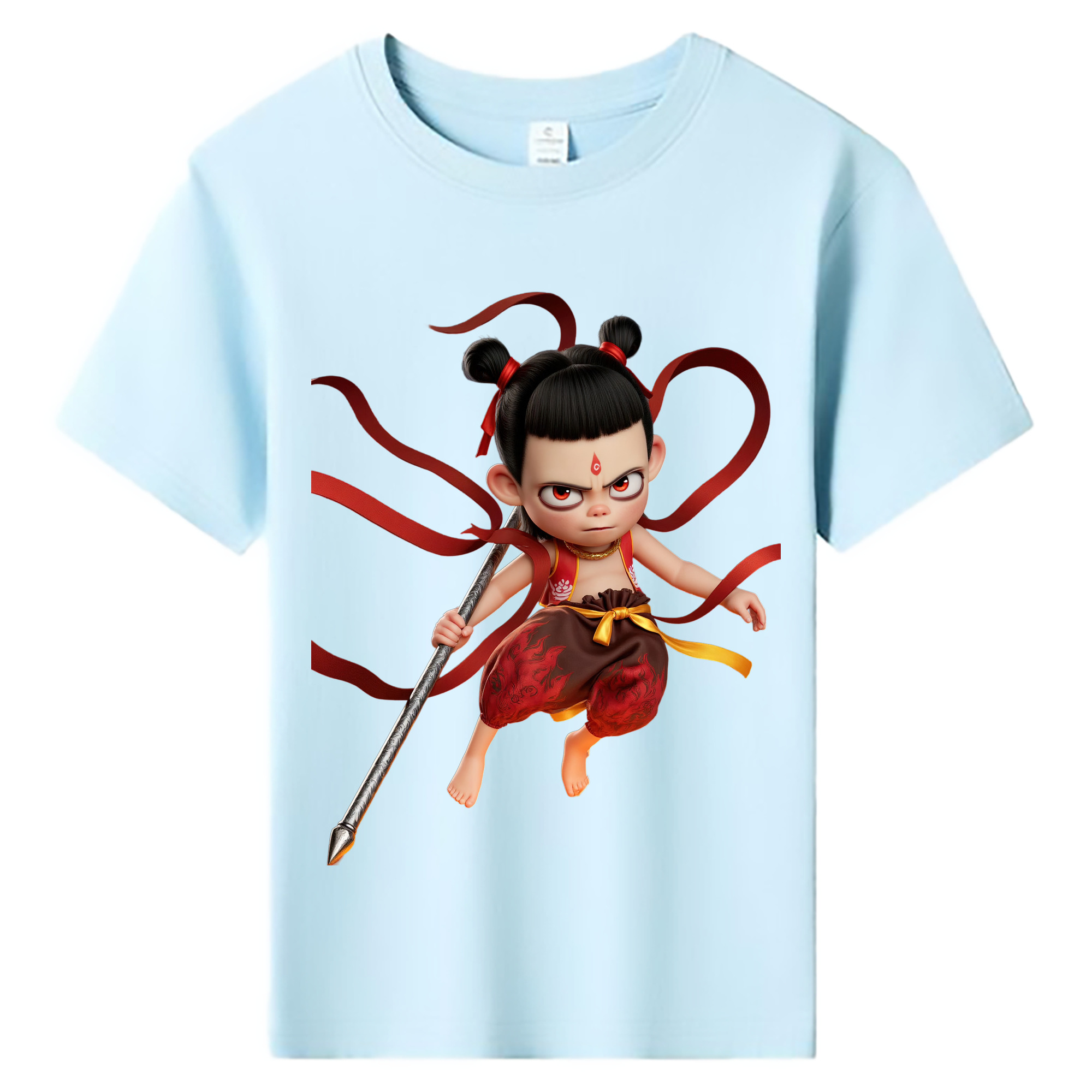 （画像用） Ne Zha 2 ナタ 魔童の大暴れ 綿100％キッズTシャツ（フロントプリント）
